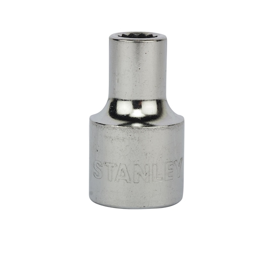 Stanley 1-86-540 chrome socket, front view, showing engraved branding, tool photography