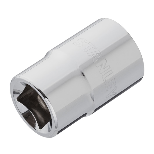 Stanley 4-88-790 chrome socket accessory, close-up angled on white background.