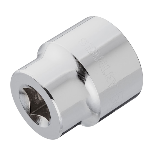 STANLEY 4-88-802 chrome socket, hexagonal, product photography on white background.