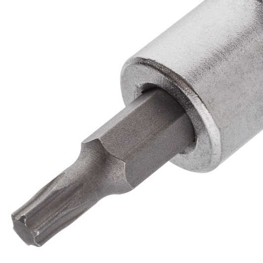STANLEY 4-89-216 Torx bit socket, close-up photo on white background, showing metal construction and star-shaped tip.