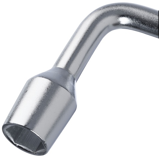STANLEY 71-550 L-shaped socket wrench close-up, chrome finish, photographed on white background.