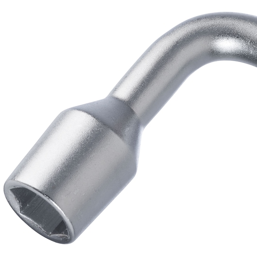 STANLEY 71-551 L-shaped socket wrench close-up, silver finish, photography of tool on white background.
