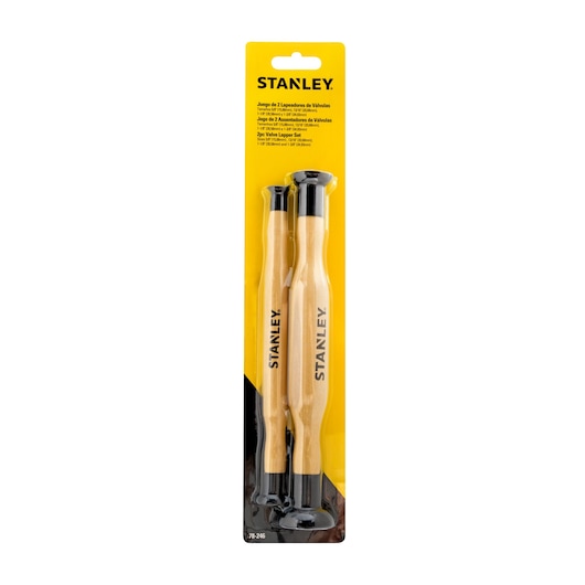 STANLEY 78-246 valve lapping tool set, packaged, wood handles, front view, automotive tool.