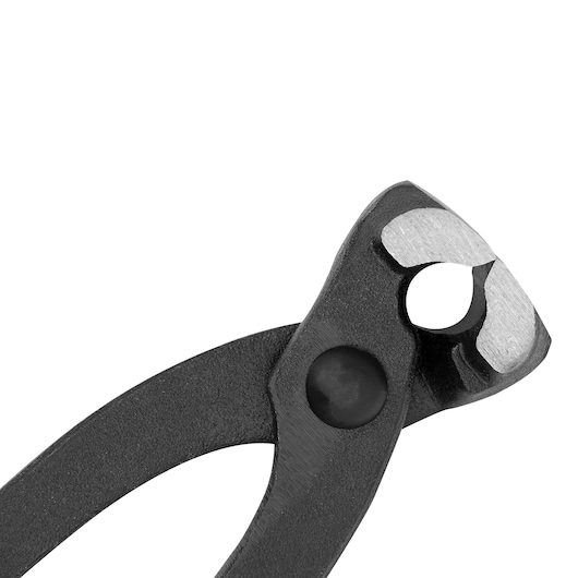 Stanley 84-284 nipper pliers close-up, black body with polished jaws, product photography on white background.