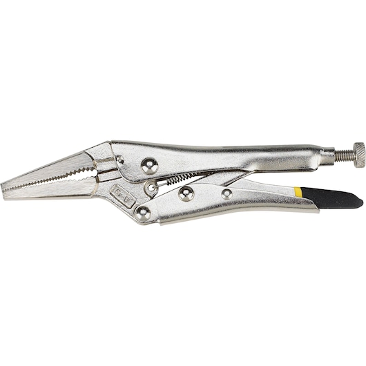STANLEY 84-396 locking pliers with long, serrated jaws, side view on white background.