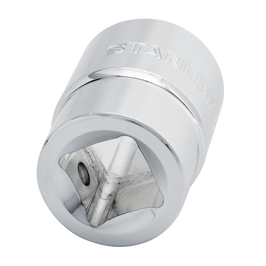 STANLEY 89-328 chrome socket, close-up front angle, white background.