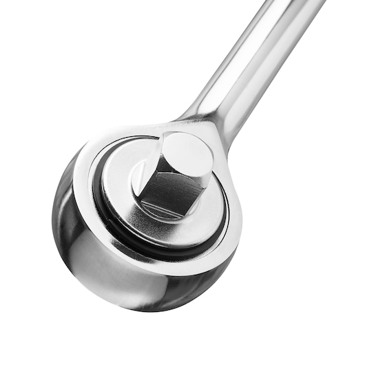 STANLEY 91-316 ratchet wrench, silver, close-up angled photo, tool category.