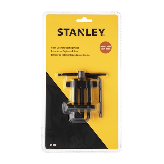 STANLEY 94-829 close quarters bearing puller in retail packaging, front view on white background.