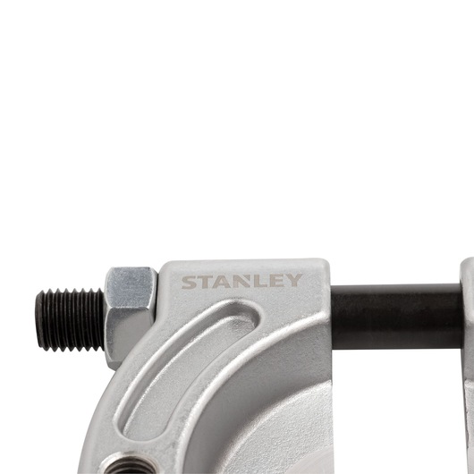 STANLEY 94-834 silver clamp close-up, front angle on white background, visible threaded bolt and embossed logo.