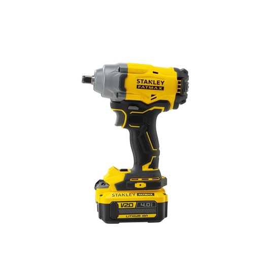 STANLEY SBW920 cordless impact wrench, yellow and black, side angle on white background.
