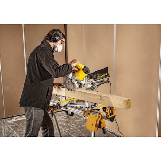 STANLEY MITER SAW IN USE