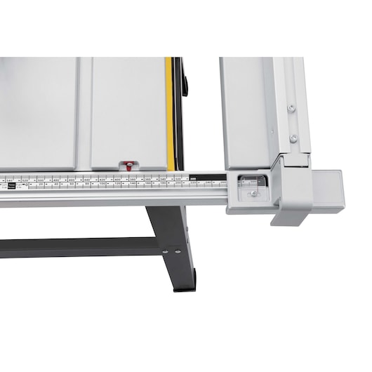STANLEY SST1801-B3 table saw fence with attached ruler and measurement guide, top view on white background.