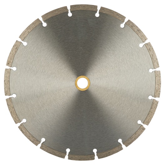 STANLEY STA47902L segmented diamond saw blade, silver, front view, circular with notched edges.