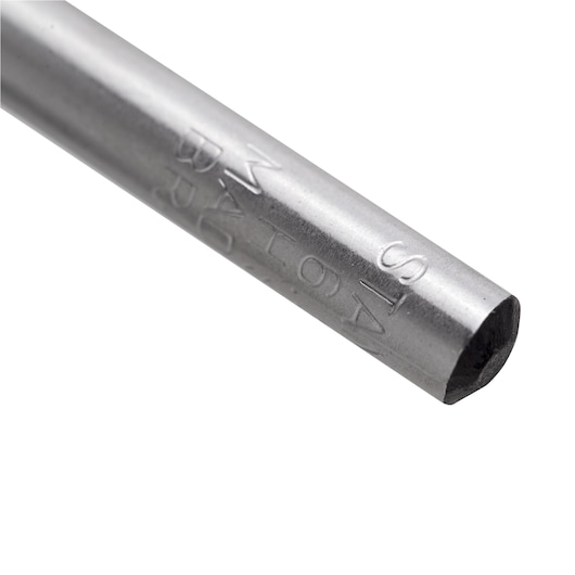 STANLEY STA50065C steel hexagonal socket, close-up angle with engraved markings, on white background.