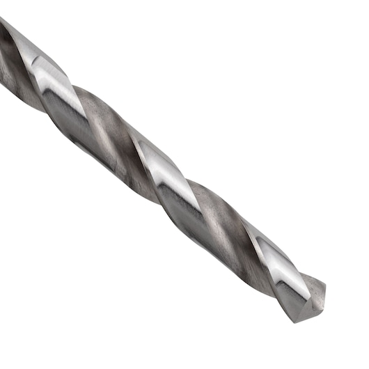 STANLEY STA50080B metal drill bit, close-up showing spiral flute design on white background.