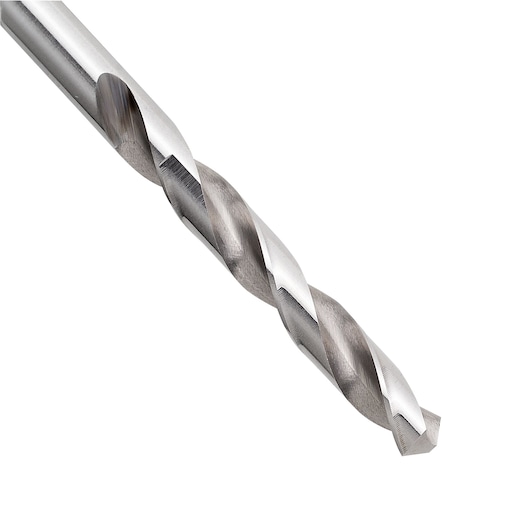 STANLEY STA50095B metal twist drill bit, close-up, silver finish, photography on white background.