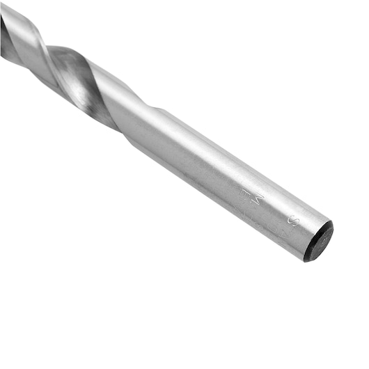 STANLEY STA50105B metal drill bit, silver, close-up on white background, photography of tool.