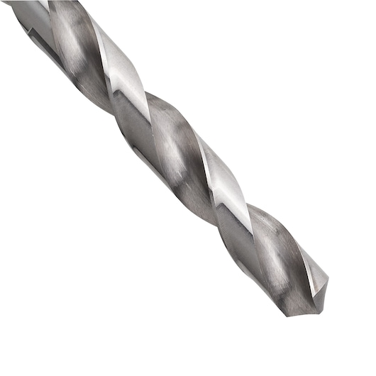 STANLEY STA50125B twist drill bit close-up on white background, showing spiral flutes and sharp tip.