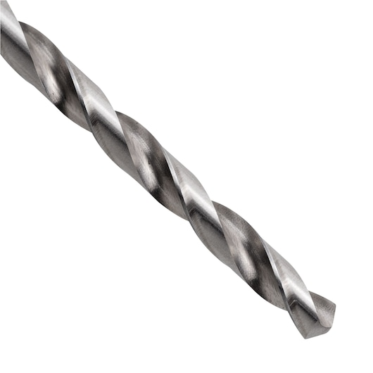 STANLEY STA51364B metal drill bit photography, close-up angle showing spiral flutes.