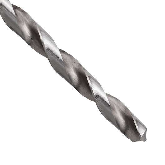 STANLEY STA51564B metal drill bit, close-up angle, silver finish, spiral fluted cutting edges.