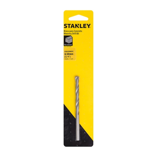 STANLEY STA53065C masonry drill bit 6.5mm in retail packaging, front view on white background.