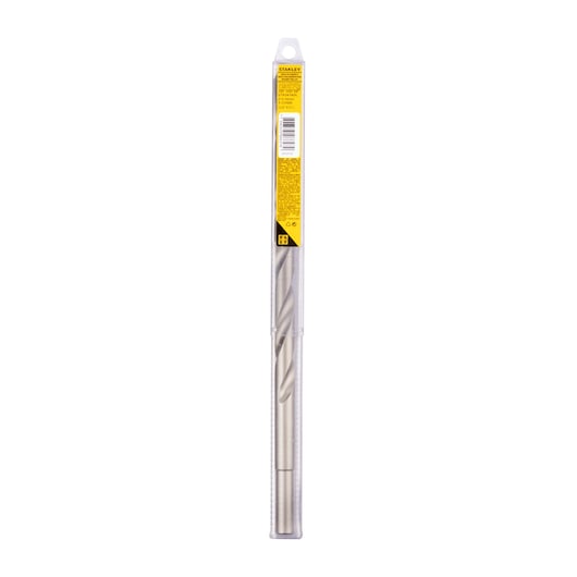 STANLEY STA56160C drill bit in transparent plastic case, photography of front view on white background.