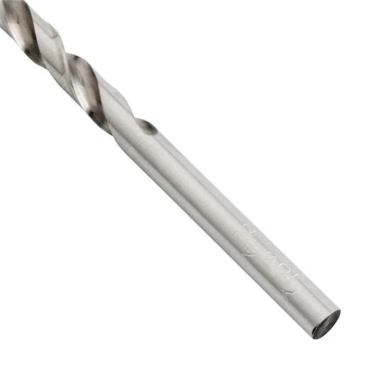 STANLEY STA59001 metal drill bit, side angle, silver finish, spiral fluted design on white background.