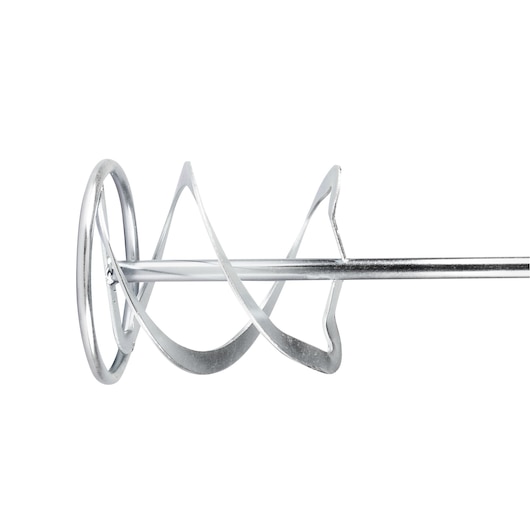 STANLEY STA6014MM metal spiral mixing paddle side view, silver finish, for paint or mortar mixing.