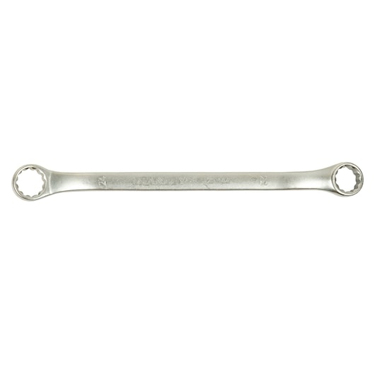 STANLEY STMT25147 double box end wrench, silver metal finish, top view, hand tool.