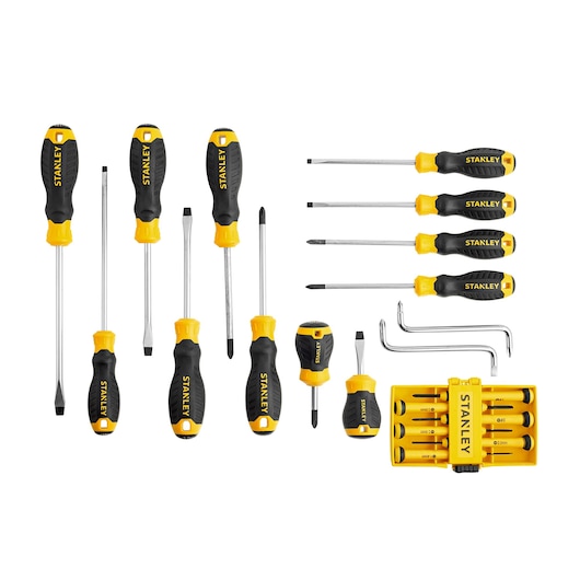 SCREWDRIVERS SET ON WHITE BACKGROUND FRONT VIEW