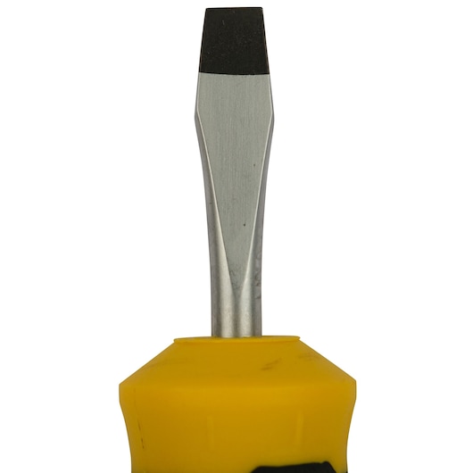STANLEY STMT60825-8 flat head screwdriver with yellow handle front view