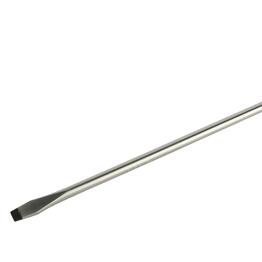 STANLEY STMT60830-8 flathead screwdriver, silver metal, shown angled on white background, hand tool.