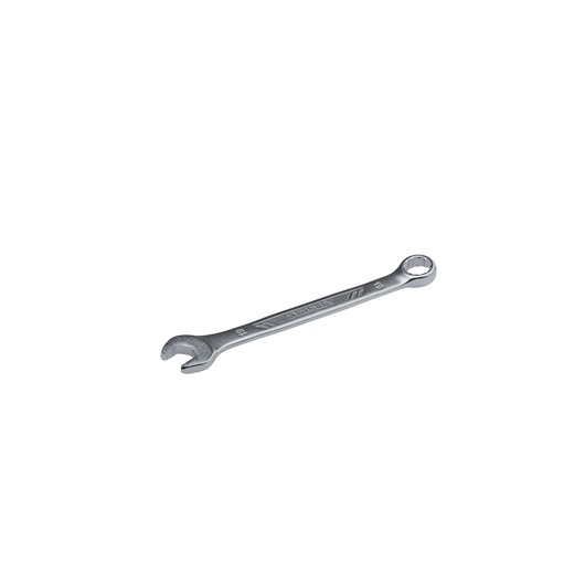 STANLEY STMT72816-8 combination wrench, silver, angled view, tool photography on white background.