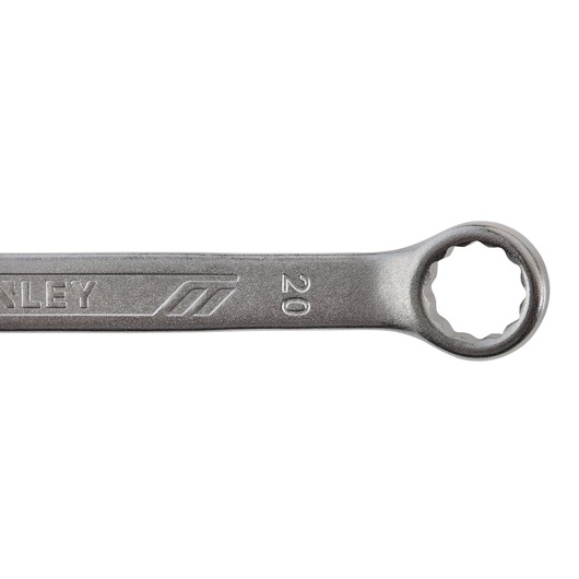 Stanley STMT72817-8 box-end wrench, silver finish, product side angle, photography.