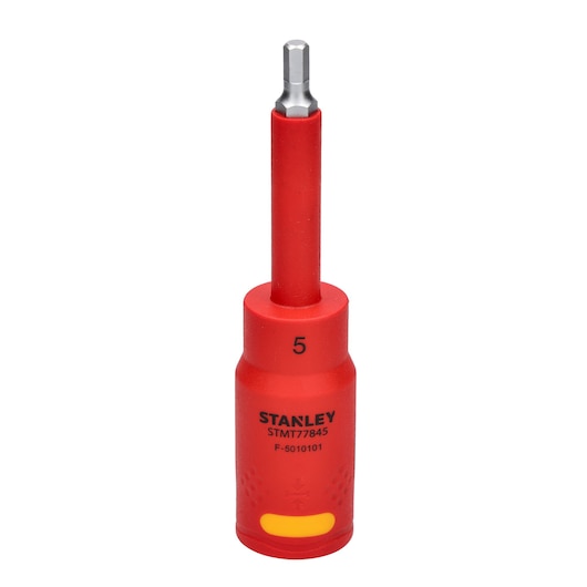STANLEY STMT77845-LA insulated hex screwdriver, red handle, front angle on white background.