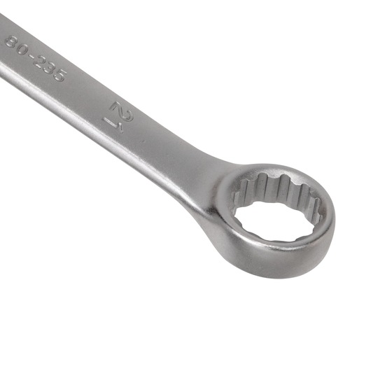 STANLEY STMT80235-840 box end wrench in silver, close-up angle on white background