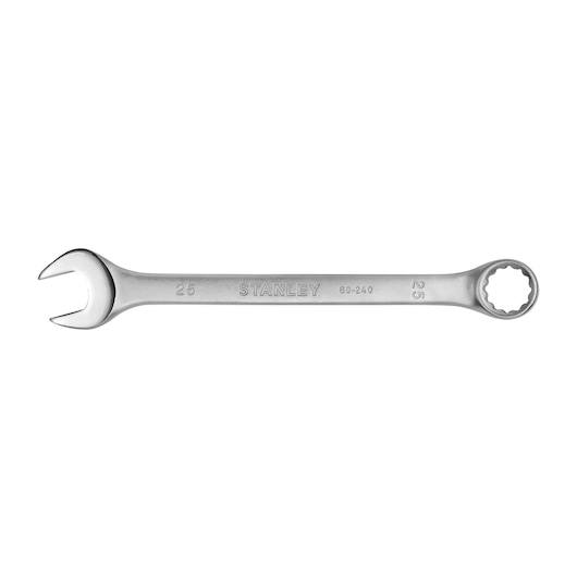 STANLEY STMT80240-8 silver combination wrench, 25mm, top view, tool photography