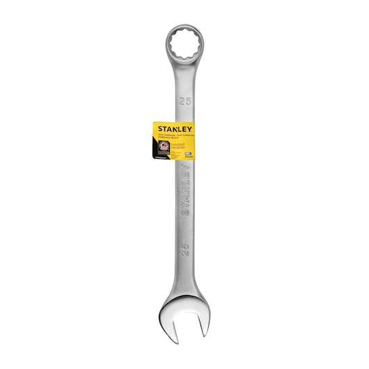 Stanley STMT80240-8 combination wrench, silver finish, 25mm, front view on white background.