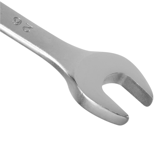 STANLEY STMT80241-840 open-end wrench, silver finish, close-up angle on white background