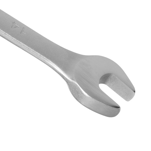 STANLEY STMT80247-840 open-end wrench, silver metal, close-up photo on white background.
