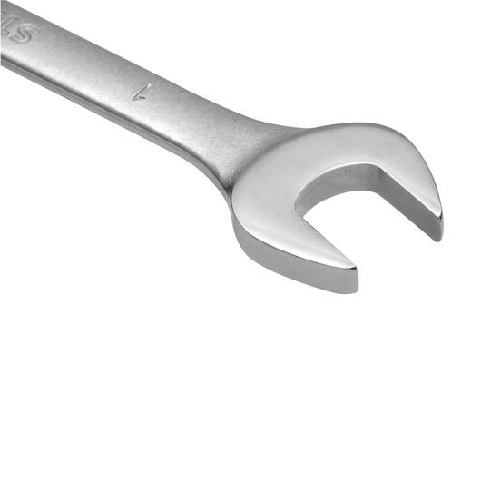 STANLEY STMT80265-840 open-end wrench, silver finish, tool category, angled view on white background.